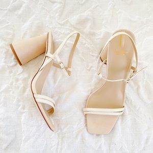 Sam Edelman Cream Block Heel Sandals